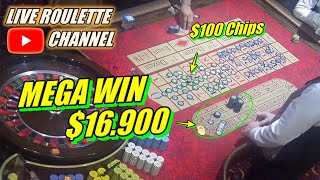 🔴LIVE ROULETTE  💰 MEGA WIN 💲16900 In Las Vegas Casino 🎰 100 Chips Inside ✅ 20230814 [upl. by Annaek]