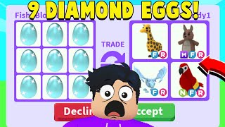 I traded 9 DIAMOND EGGS in RICH Adopt Me Servers [upl. by Ahsi]