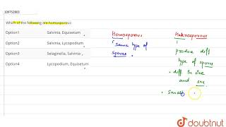 Which of the following are homosporous [upl. by Limber]