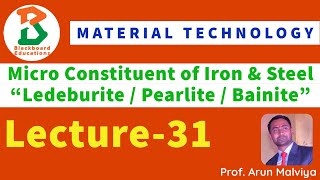 Lecture 31  MicroConstituents of Iron amp Steel  Ledeburite  Pearlite  Bainite [upl. by Kreitman]