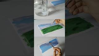 how I paint a Ghibli scene with acrylics shorts art youtubeshorts studioghibli acrylicpainting [upl. by Erehc794]