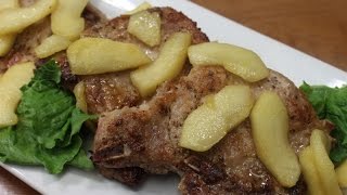 Quick Easy Pork Chop Recipe Seared Pork Chops w Honey Glazed Apples [upl. by Suoilenroc]