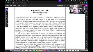 Lecture 20 Herbert Marcuses quotRepressive Tolerancequot [upl. by Rahal]