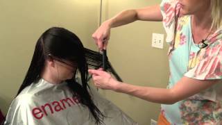 How to do a Vcut  V cut layering on womens hair [upl. by Noneek]