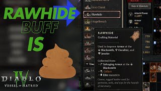 Diablo 4 Rawhide Buff Is Disappointing Season 6  Vessel of Hatred [upl. by Aranahs]