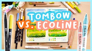 Comparing Brush Pens Tombow vs Ecoline ✨ [upl. by Jerrie470]