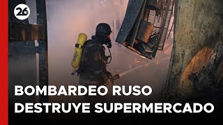 Devastador bombardeo ruso arrasa supermercado en Járkov [upl. by Rabaj]