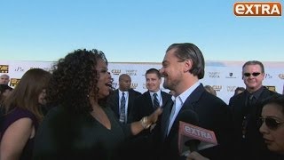 Critics Choice Awards 2014 Oprah Winfrey and Leo DiCaprios Red Carpet Collision [upl. by Ahsertal]