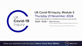 UK Covid 19 Inquiry  Module 3 Hearing  21 November 2024 PM [upl. by Tayyebeb241]