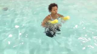 Aqua Aerobics Exercise Deep water pool noodle moves with Marietta Mehanni [upl. by Heydon982]