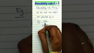 divisibility rule for 4 divisibility division education mathematics [upl. by Borg]