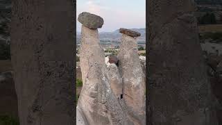 Three Beauties Fairy Chimneys Urgup Cappadocia Turkey turkey turkeytrip turkeyroadtrip [upl. by Rramahs]