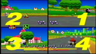 Mario Kart Amped Up 299 4 player SplitScreen FPS test Everdrive X7 with FPS counter on1 [upl. by Paderna]