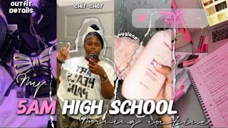 MY 5AM HIGH SCHOOL MORNING ROUTINE  grwm ootd school vlog chitchat etc [upl. by Arriet595]