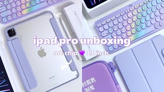 ✨️ m2 ipad pro 11quot silver unboxing 📦 apple pencil 2  accessories [upl. by Anilak]