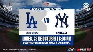 GRANDES LIGAS EN VIVO 28102024 DODGERS DE LOS ÁNGELES  YANKEES DE NUEVA YORK WS  J3 ⚾ [upl. by Atelokin]