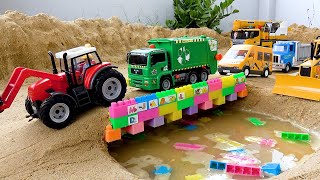 Bridge construction vehicles on the water  Fire truck crane truck toy stories  BIBO TOYS [upl. by Otsugua]