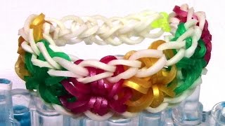 DIY Loom Bands Starburst Bracelet Tutorial  Make Easy Rainbow Bands Bracelet [upl. by Nylasor]