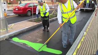 ColorSafe® MMA  Manual Application  Green Bike Lane Marking [upl. by Enialb233]