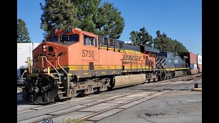 2521 Amtrak 777 Metrolink 684 and BNSF QNWHLAC with BCOL 4653BNSF 25th 6075 in Santa Fe Springs [upl. by Mariya904]