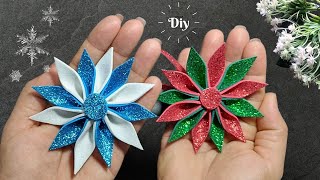 Glitter Foam Snowflakes ❄️ DIY Christmas Ornaments Making With Foam Sheets [upl. by Nirre421]