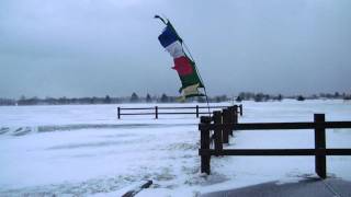 Tibetan Prayer Flags Wind Chimes and Blowing Snow [upl. by Yelehsa629]