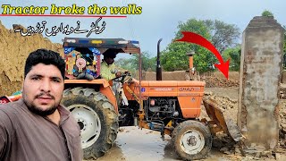 Tractor broke the walls  Construction of mosque Village life and fun of rain khantv110 [upl. by Glenna420]