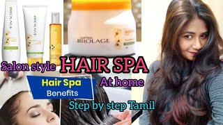 💆how to do salon style HAIR SPA Tamilmatrix BIOLAGE SPAhair spa steps salon style hair spa  home [upl. by Ennaeerb]