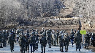 ROK DPRK connect DMZ road across border [upl. by Ecirtak508]