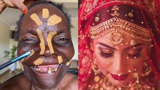 UNBELIEVABLE 😱🔥70 YEARS OLD GRANDMA INDIAN BRIDAL MAKEUP TRANSFORMATION 👆 MAKEUP TUTORIAL 😳💄 [upl. by Suoivatco]