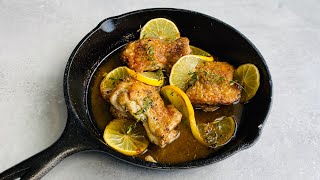 How To Make Quick And Simple Lemon Herb And Garlic Cast Iron Skillet Boneless Chicken Thighs [upl. by Grussing819]