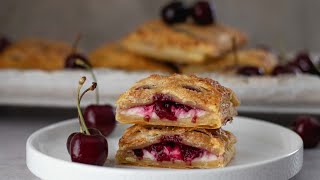 Cherry Pastry Pies with Cream Cheese Filling  Easy Puff Pastry Dessert Recipe [upl. by Eednil]