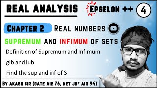 infimum and supremum  supremum and infimum of a set of real numbers  infimum  supremum akash sir [upl. by Roz]