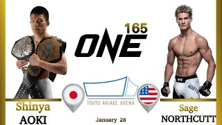 Shinya AOKI vs Sage NORTHCUTT Full FIGHT ONE 165 [upl. by Asyar]