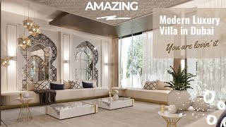 Luxury Modern Arabic villa interior design with beautiful white Islamic style home decorations [upl. by Chem]