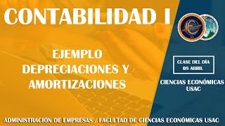 CONTABILIDAD I  EJEMPLO DEPRECIACIONES Y AMORTIZACIONES  ECONÒMICAS USAC [upl. by Chelsea]