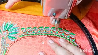 Ralson zigzag machine embroidery design making video butterfly and leaf design [upl. by Modestia651]