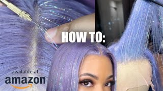 VENTILATING TINSEL ONTO THIS AMAZON FRONTAL WIG  How to [upl. by Chelsae]