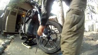 Zero Motorcycles Front Wheel Removal 2016 DSR [upl. by Ambler707]