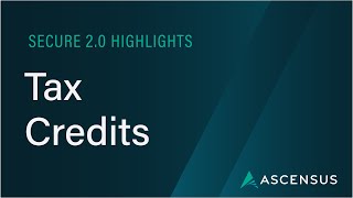 SECURE 20 Act Highlights Tax Credits [upl. by Cozmo]