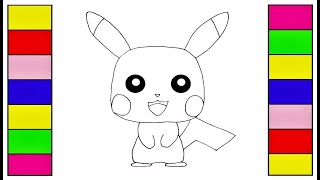 DESENHAR E COLORIR PIKACHU Pokemon  Fácil  Desenhos para crianças [upl. by Inram780]