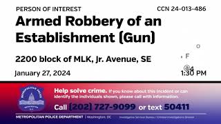 Person of Interest in Armed Robbery Gun 2200 bo MLK Jr Ave SE on January 27 2024 [upl. by Edora]