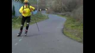 CrossBlading  Nordic amp Alpine Inline Crosscountry Skating w ski poles V1 V2 Slalom [upl. by Towny456]