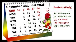 December Calendar 2028 decembercalender2028 [upl. by Sinnel]