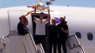 Euro 2024 Champions Spain arrive back in Madrid with trophy 🏆 [upl. by Ahsirhcal]