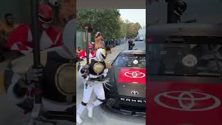 Power Rangers Cosplayera Car Racing Team powerrangers cosplay tokusatsu powerrangerszeo prank [upl. by Notsecnirp534]