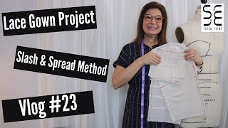 Cutting Dress Underlining Slash amp Spread Method Lace Gown Project Vlog 23 [upl. by Subak]