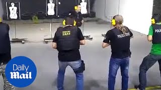 Police instructor risks life by DODGING BULLETS ON GUN RANGE [upl. by Ieppet]