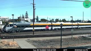 New VIA Train Sets heading East at Roseville CA 20240910 [upl. by Lednem163]