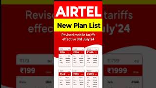 3 जुलाई के बाद Airtel New Plan List 2024 [upl. by Nakashima]